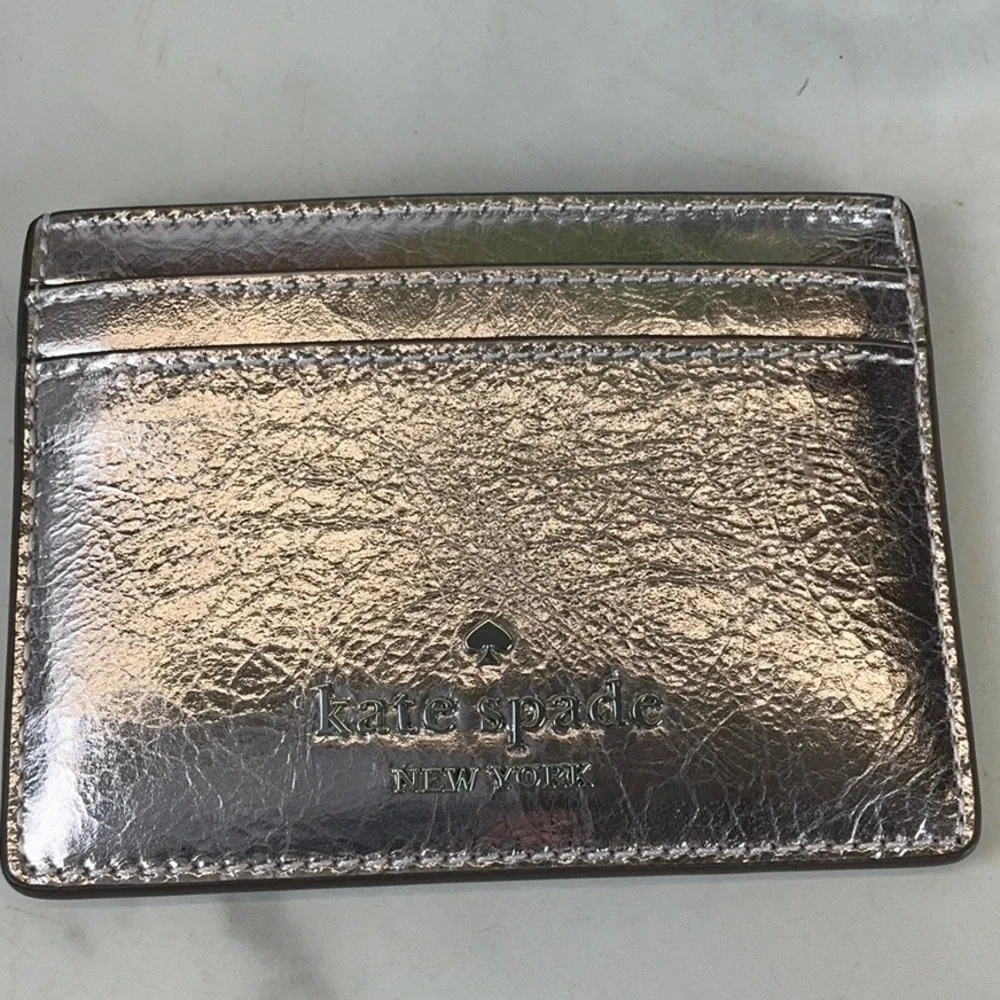 Kate Spade Lilac Moon Madison Crinkle Card Holder Slim‎ Metallic Small Wallet